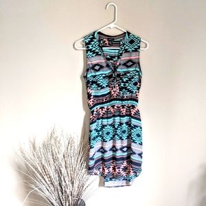 Aztec, knee-length dress.